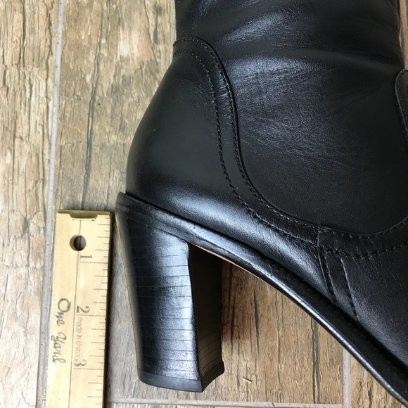 ANN TAYLOR black leather tall boot chunky heel - Picture 5 of 8